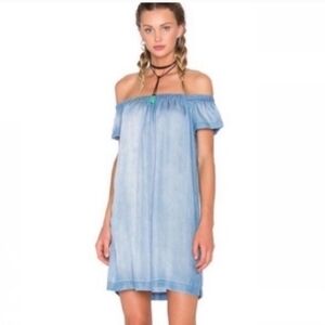Cloth & Stone Anthropologie Chambray Off The Shoulder Dress Size XS